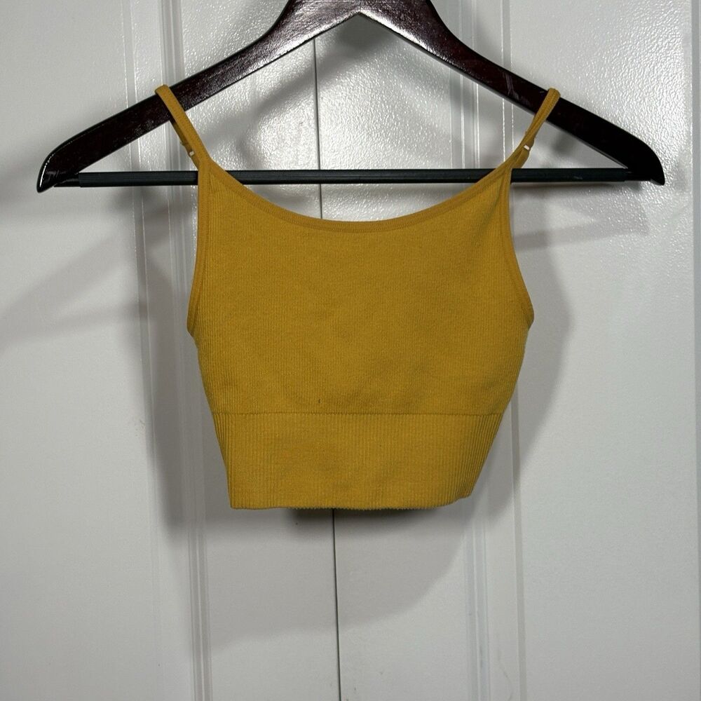Old Navy Ribbed Cami Top Womens S Yellow Crop Tank Boho Cottagecore Y2K